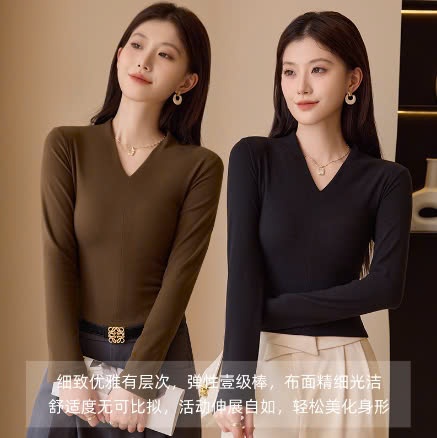 24HA278.22 - ÁO THUN CỔ V NỮ