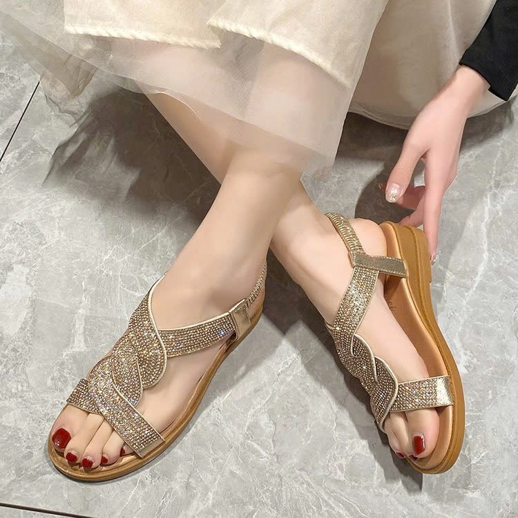 24HA278.12 - SANDAL ĐẾ THẤP DÂY XOẮN