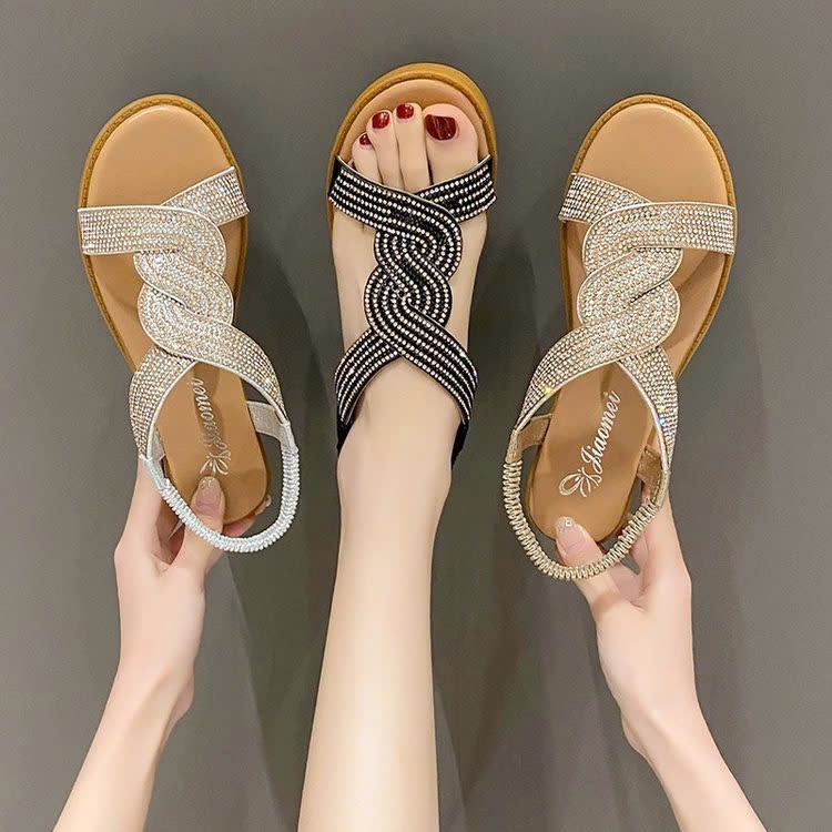 24HA278.12 - SANDAL ĐẾ THẤP DÂY XOẮN