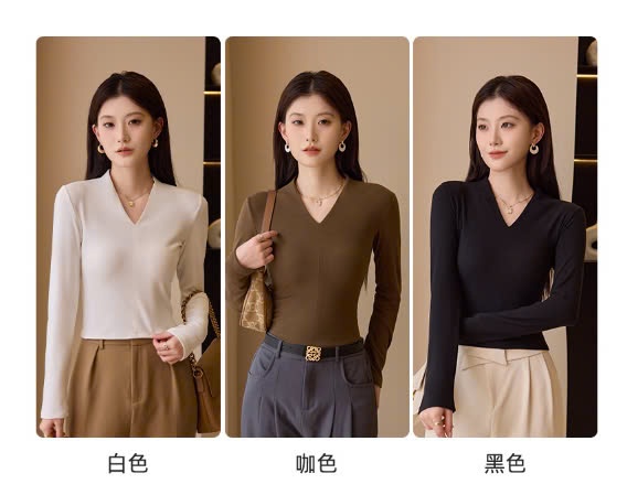 24HA278.22 - ÁO THUN CỔ V NỮ