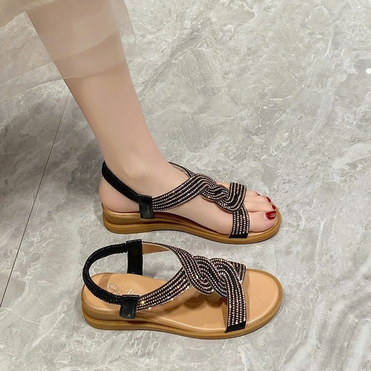 24HA278.12 - SANDAL ĐẾ THẤP DÂY XOẮN
