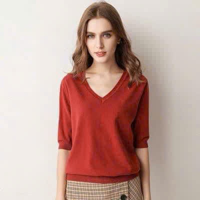 24HA288.22 - ÁO LEN TAY LỠ CỔ V