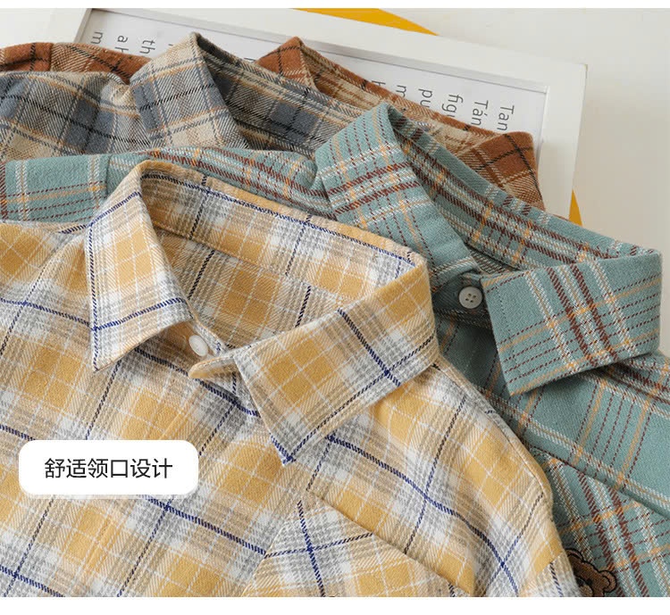 24HA288.26 - SƠ MI CARO TÚI GẤU