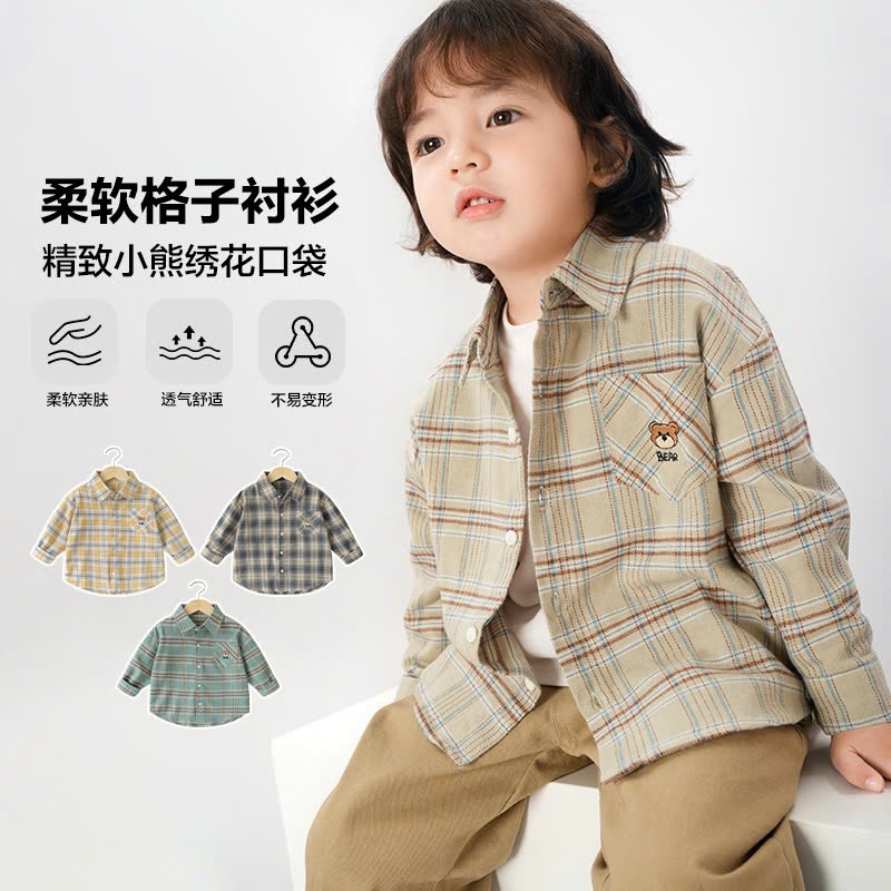 24HA288.26 - SƠ MI CARO TÚI GẤU