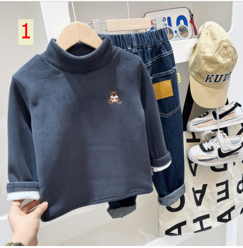 24HA298.08 - ÁO NỈ LÔNG CỪU LÓT NHUNG ẤM CHO BÉ