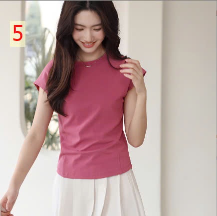 24HA308.15 - ÁO THUN NGẮN TAY CỔ TRÒN DÁNG ÔM NỮ