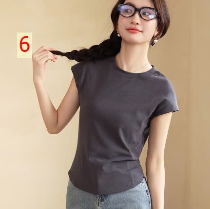 24HA308.15 - ÁO THUN NGẮN TAY CỔ TRÒN DÁNG ÔM NỮ