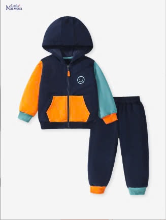 24HA308.32 - BỘ NỈ KÉO KHOÁ CHO BÉ HÃNG LITTLE MAVEN