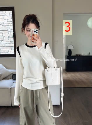 24HA308.09 - ÁO THUN CỔ TRÒN PHỐI MÀU