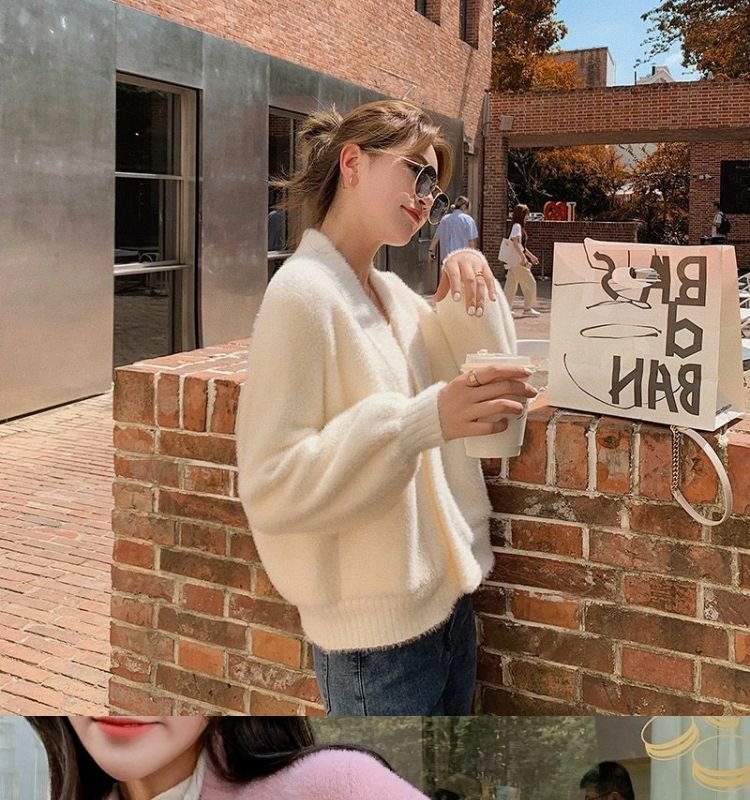 24HA318.03 - ÁO CARDIGAN LEN LÔNG THỎ NỮ