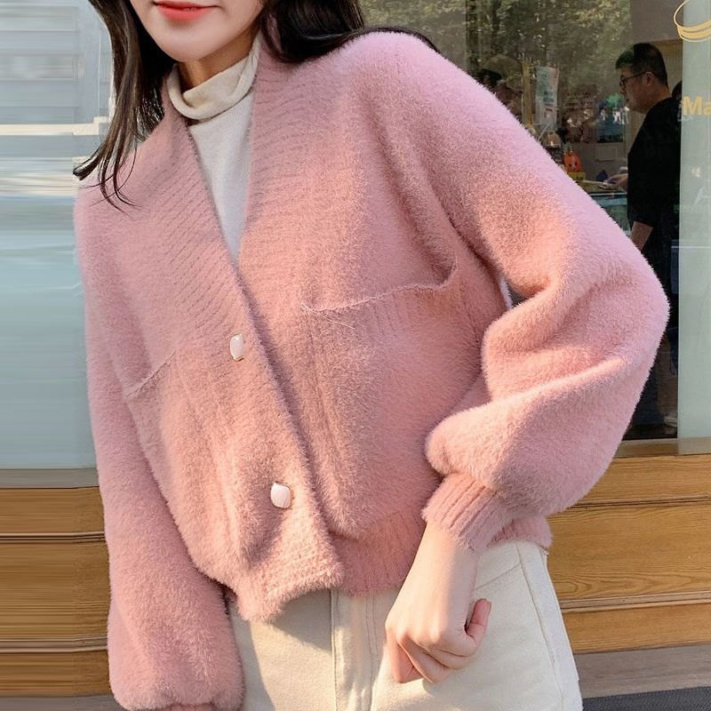 24HA318.03 - ÁO CARDIGAN LEN LÔNG THỎ NỮ