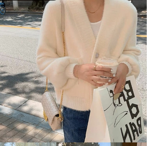24HA318.03 - ÁO CARDIGAN LEN LÔNG THỎ NỮ