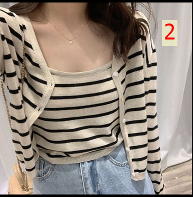 24HA19.11 - SET ÁO 2 CHI TIẾT KẺ NỮ