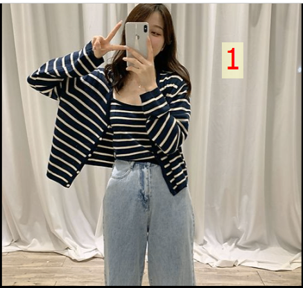 24HA19.11 - SET ÁO 2 CHI TIẾT KẺ NỮ