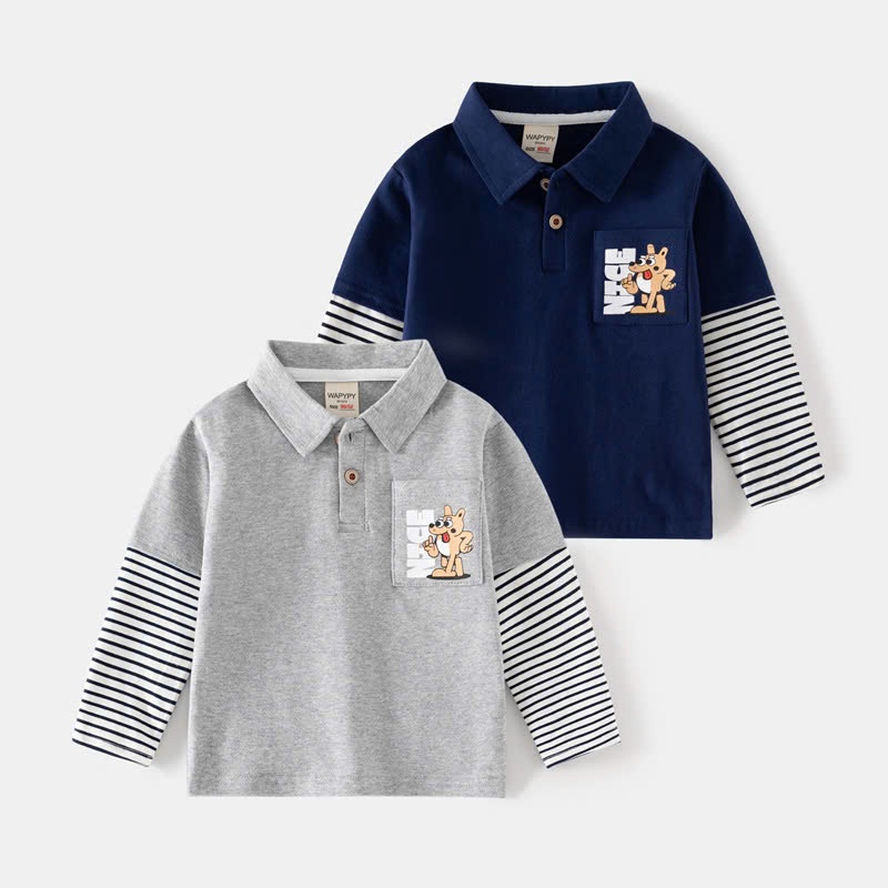 24HA49.06 - ÁO POLO COTTON DÀI TAY #WAPPY CHO BÉ TRAI