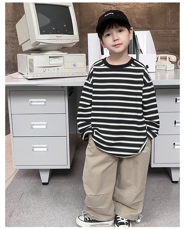 24HA49.10 - ÁO THUN KẺ CHO BÉ HÃNG AOAOKIDS