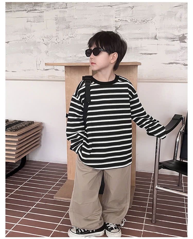 24HA49.10 - ÁO THUN KẺ CHO BÉ HÃNG AOAOKIDS