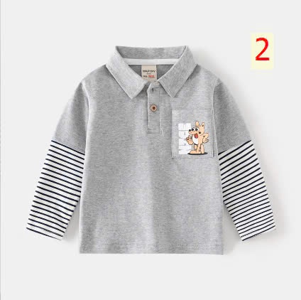 24HA49.06 - ÁO POLO COTTON DÀI TAY #WAPPY CHO BÉ TRAI