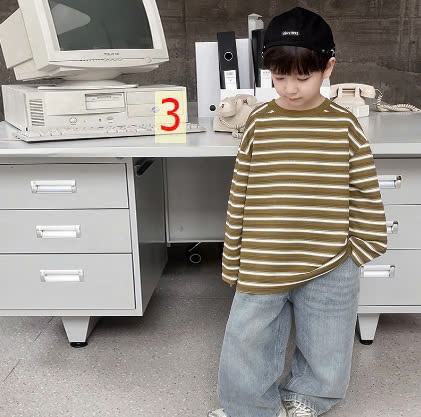 24HA49.10 - ÁO THUN KẺ CHO BÉ HÃNG AOAOKIDS