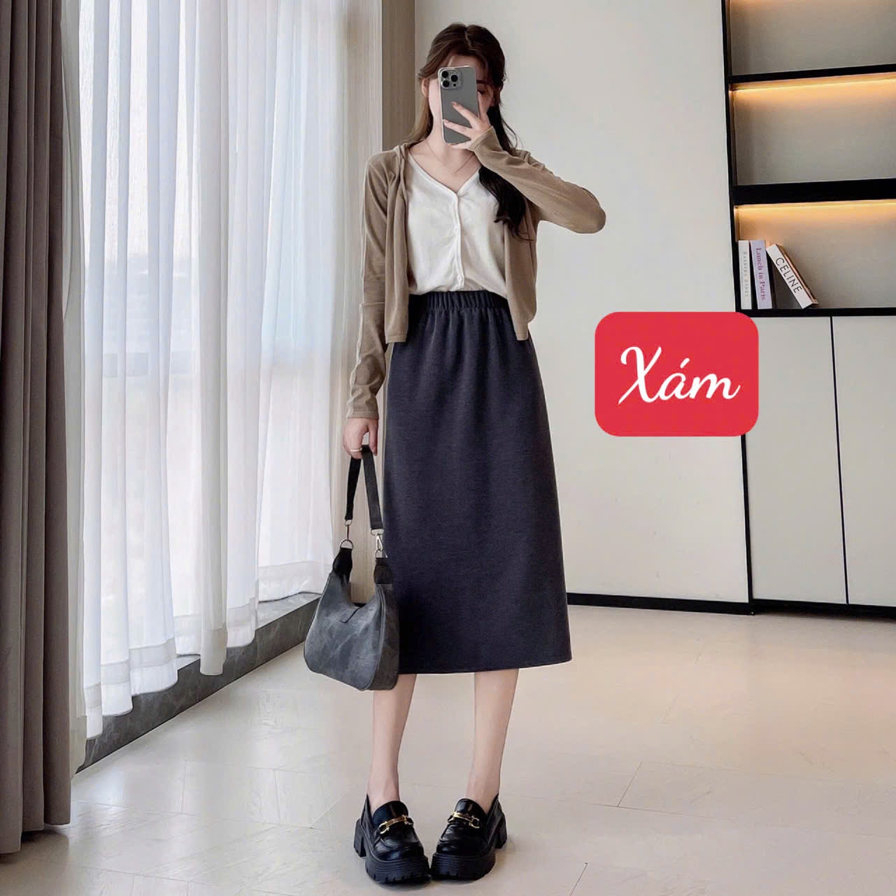 24HA69.28 - CHÂN VÁY THU ĐÔNG CHỮ A XẺ SAU