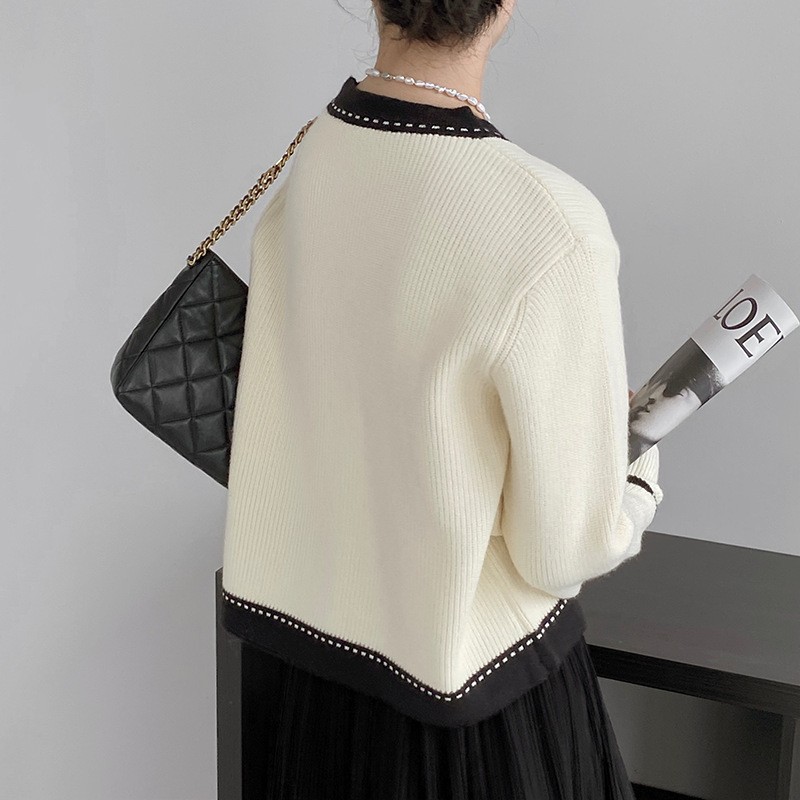 24HA109.10 - ÁO LEN CARDIGAN CỔ V 3 MÀU QUẢNG CHÂU