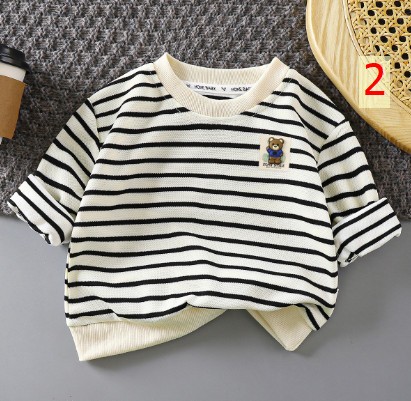 24HA99.19 -ÁO NỈ SỌC ĐÍNH GẤU