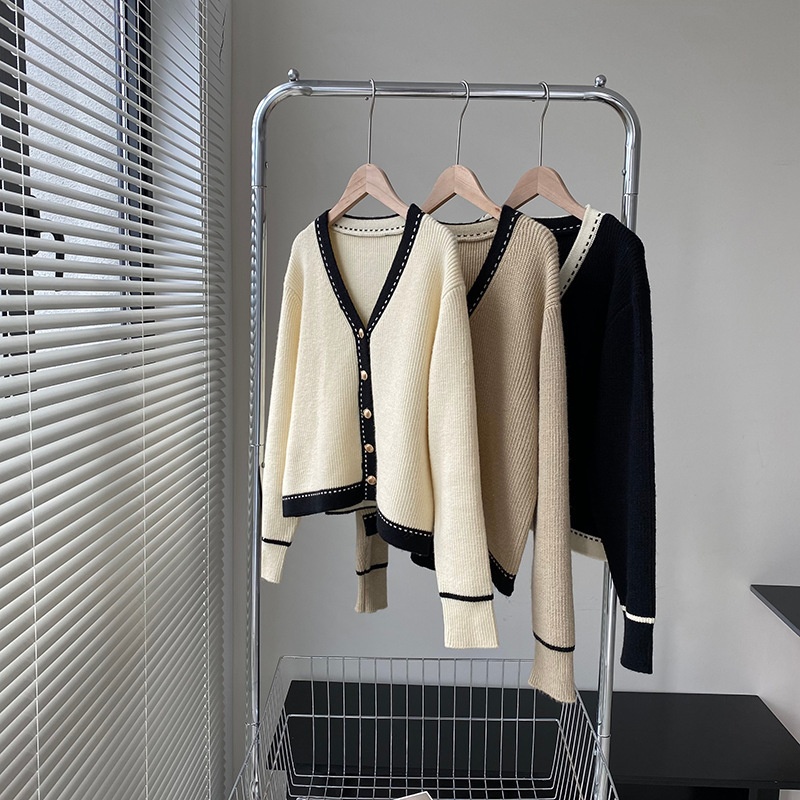 24HA109.10 - ÁO LEN CARDIGAN CỔ V 3 MÀU QUẢNG CHÂU