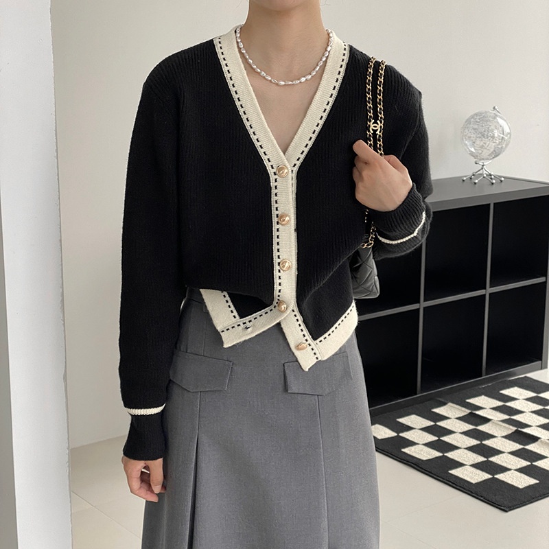 24HA109.10 - ÁO LEN CARDIGAN CỔ V 3 MÀU QUẢNG CHÂU