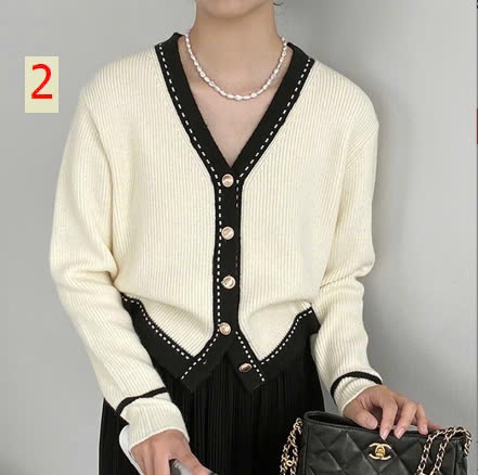 24HA109.10 - ÁO LEN CARDIGAN CỔ V 3 MÀU QUẢNG CHÂU