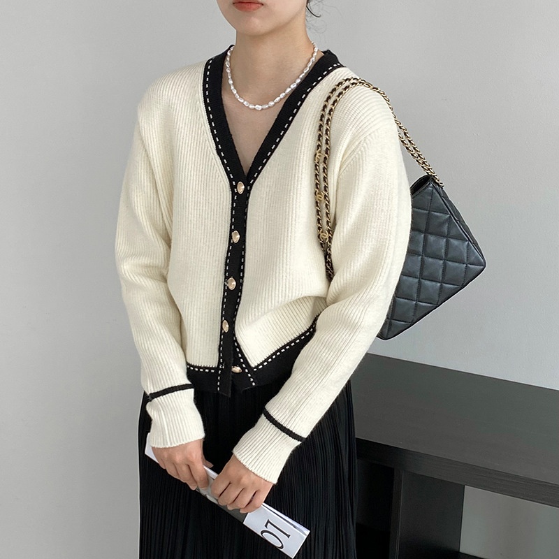 24HA109.10 - ÁO LEN CARDIGAN CỔ V 3 MÀU QUẢNG CHÂU