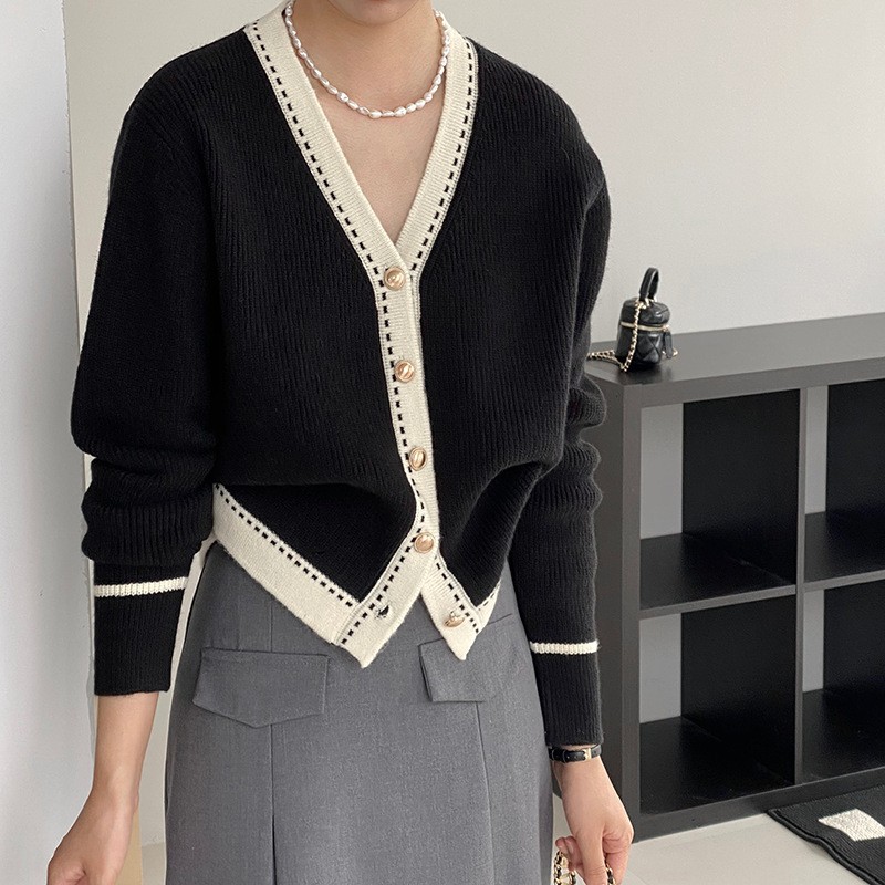24HA109.10 - ÁO LEN CARDIGAN CỔ V 3 MÀU QUẢNG CHÂU