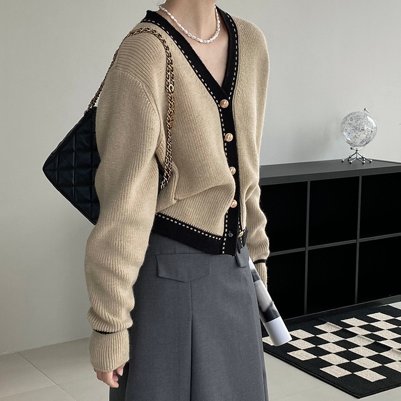 24HA109.10 - ÁO LEN CARDIGAN CỔ V 3 MÀU QUẢNG CHÂU