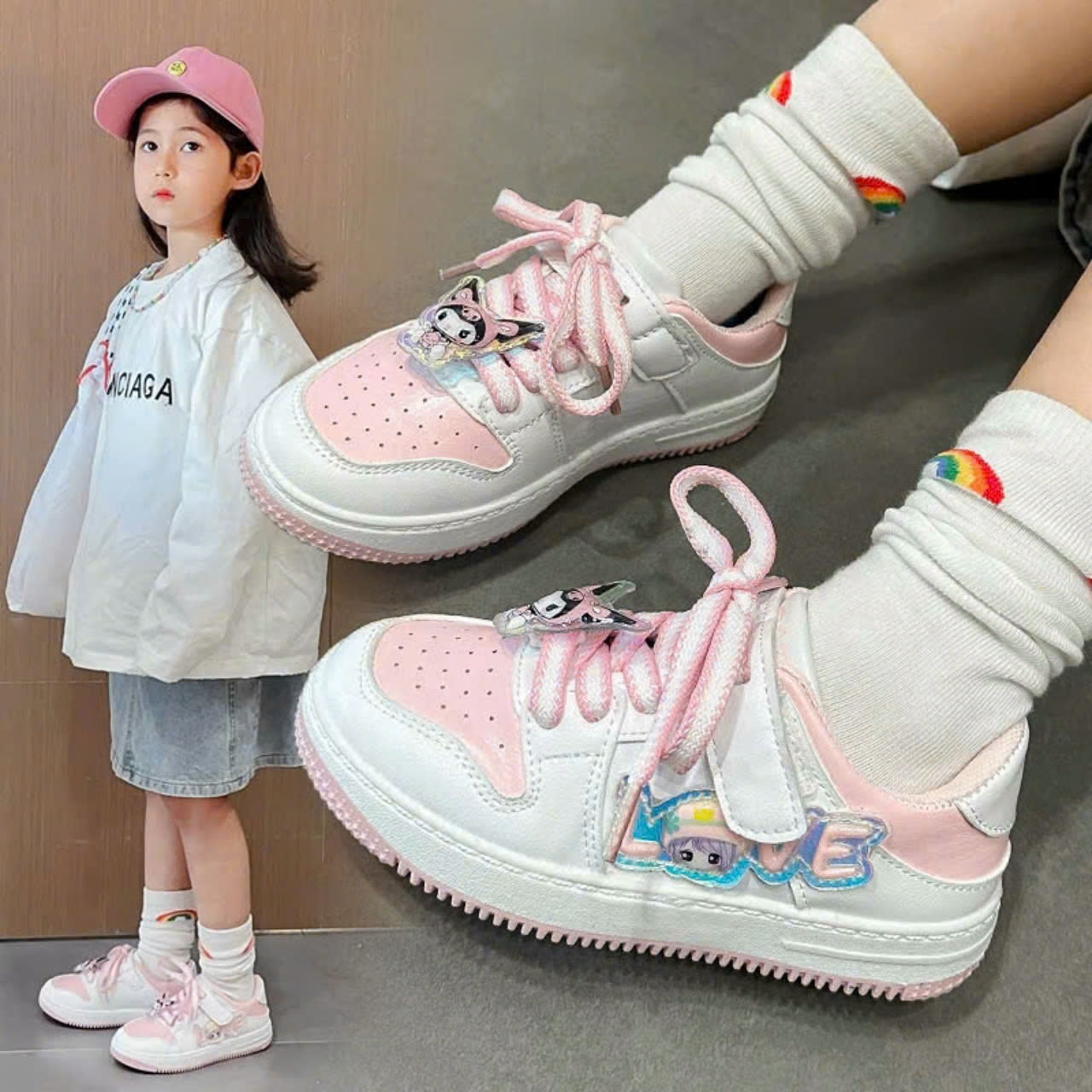 24HA129.32 - GIÀY KUROMI LOVE BÉ GÁI