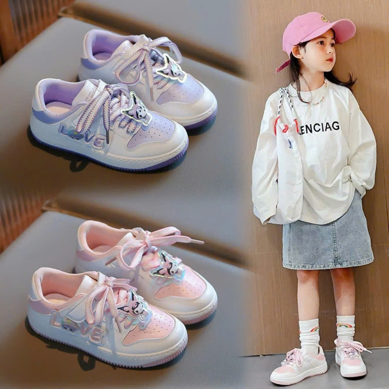 24HA129.32 - GIÀY KUROMI LOVE BÉ GÁI