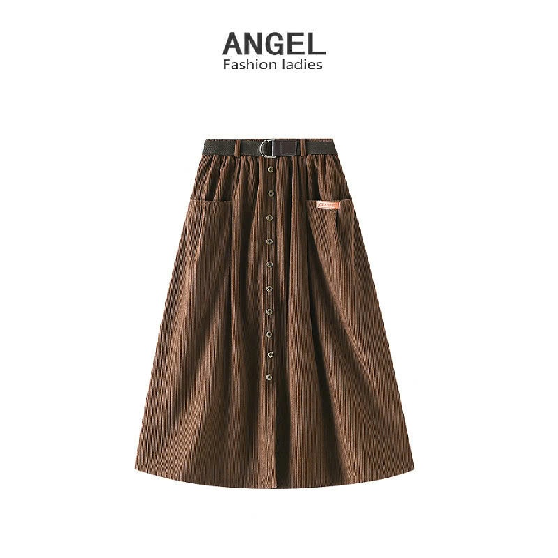 24HA129.22 - CHÂN VÁY NHUNG TĂM ANGEL KÈM BELT