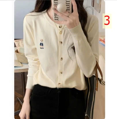 24HA129.25 - CARDIGAN LEN HÌNH GẤU NỮ