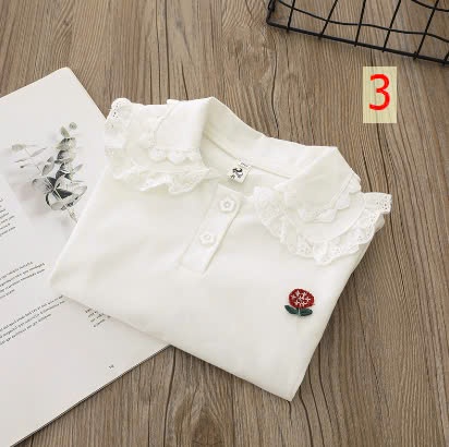 24HA129.17 - ÁO THU ĐÔNG TRẮNG CỔ SEN BÉ GÁI