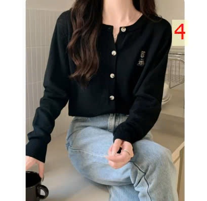 24HA129.25 - CARDIGAN LEN HÌNH GẤU NỮ