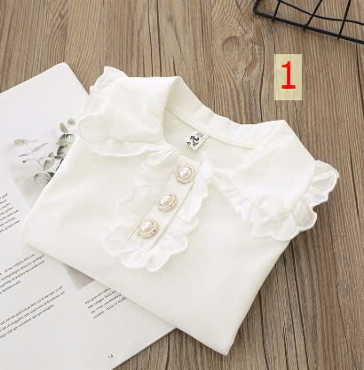 24HA129.17 - ÁO THU ĐÔNG TRẮNG CỔ SEN BÉ GÁI