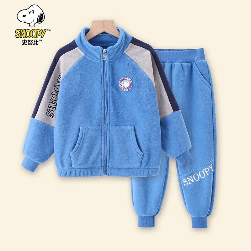 24HA139.15 - BỘ THỂ THAO NỈ BÔNG KÉO KHOÁ SNOOPY CHO BÉ