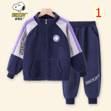 24HA139.15 - BỘ THỂ THAO NỈ BÔNG KÉO KHOÁ SNOOPY CHO BÉ