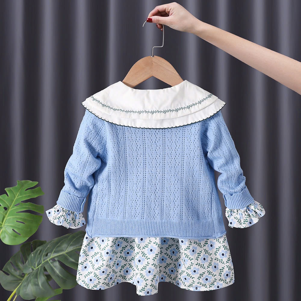 24HA139.08 - SET VÁY KÈM ÁO LEN CARDIGAN CHO BÉ
