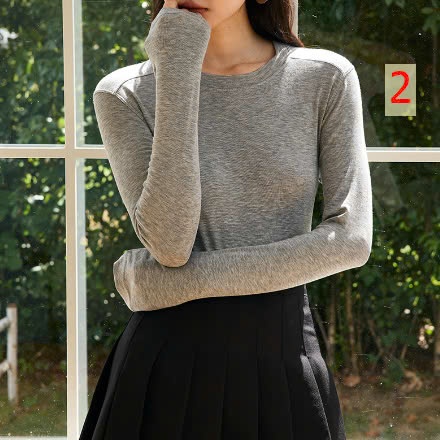 24HA139.24- ÁO LEN MỎNG CỔ TRÒN