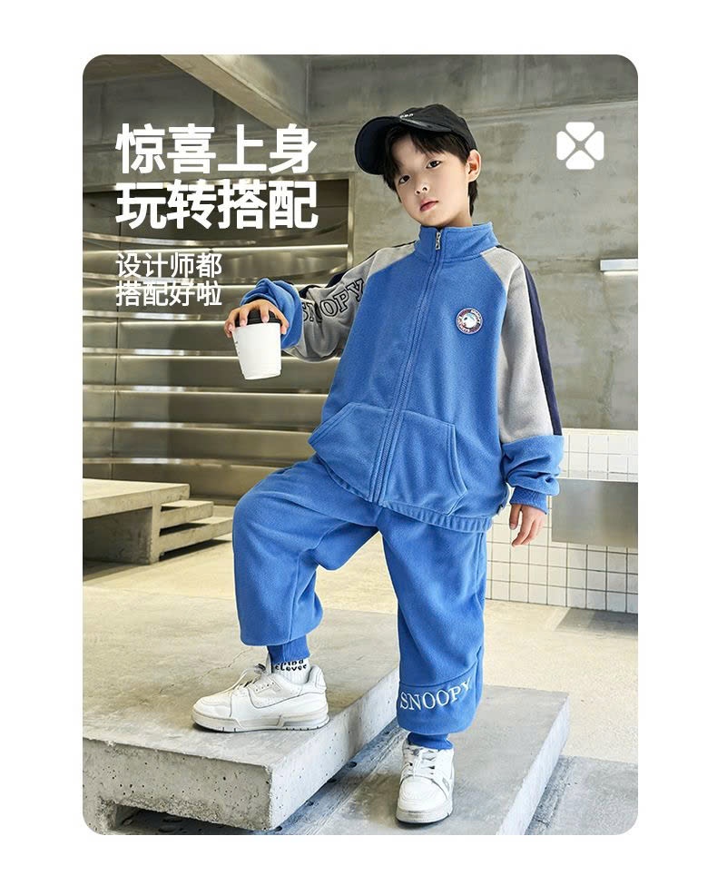 24HA139.15 - BỘ THỂ THAO NỈ BÔNG KÉO KHOÁ SNOOPY CHO BÉ
