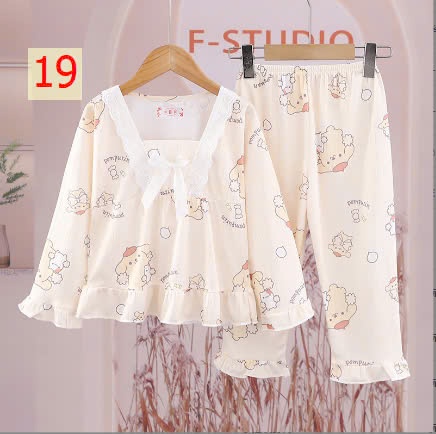 24HA149.30 - SET 2 BỘ MẶC NHÀ BÁNH BÈO SZ ĐẠI BÉ GÁI
