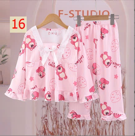 24HA149.30 - SET 2 BỘ MẶC NHÀ BÁNH BÈO SZ ĐẠI BÉ GÁI