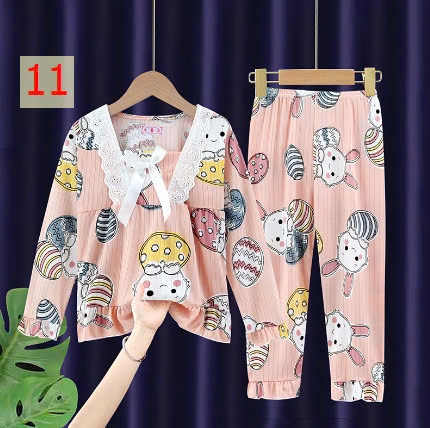 24HA149.30 - SET 2 BỘ MẶC NHÀ BÁNH BÈO SZ ĐẠI BÉ GÁI