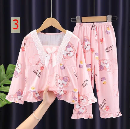 24HA149.30 - SET 2 BỘ MẶC NHÀ BÁNH BÈO SZ ĐẠI BÉ GÁI