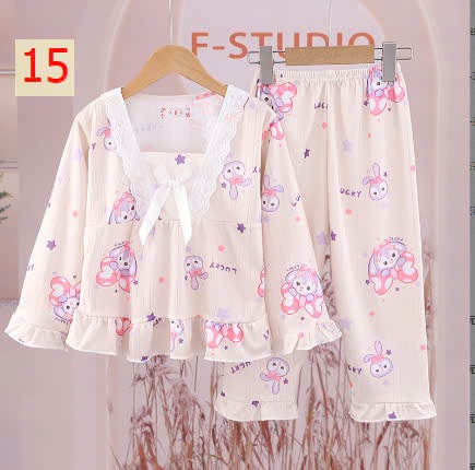 24HA149.30 - SET 2 BỘ MẶC NHÀ BÁNH BÈO SZ ĐẠI BÉ GÁI