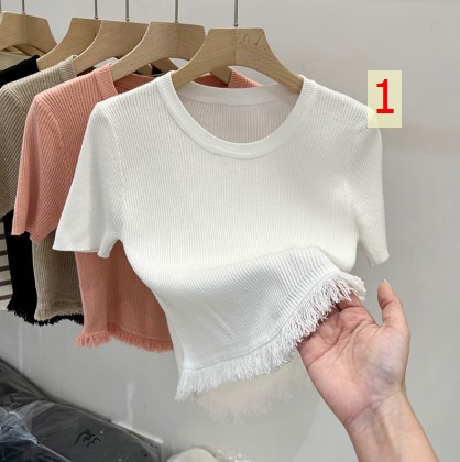 24HA159.23- ÁO LEN MỎNG CỘC TAY